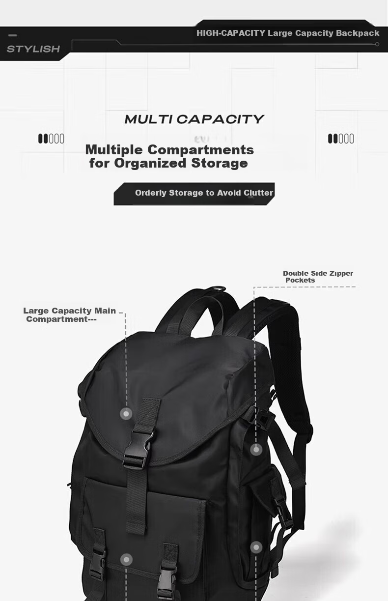 Huili Backpack for Men, Large Capacity Travel Bag, Outdoor Street Hiking Backpack, Trendy Laptop And Bookbag for College Students 10