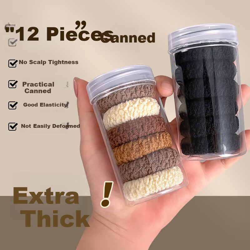 Yushangjiaren Thick Elastic Hair Ties, Wide And Durable Plush Simple Hair Bands, High Ponytail Rubber Bands, Versatile Mixed Pack 1