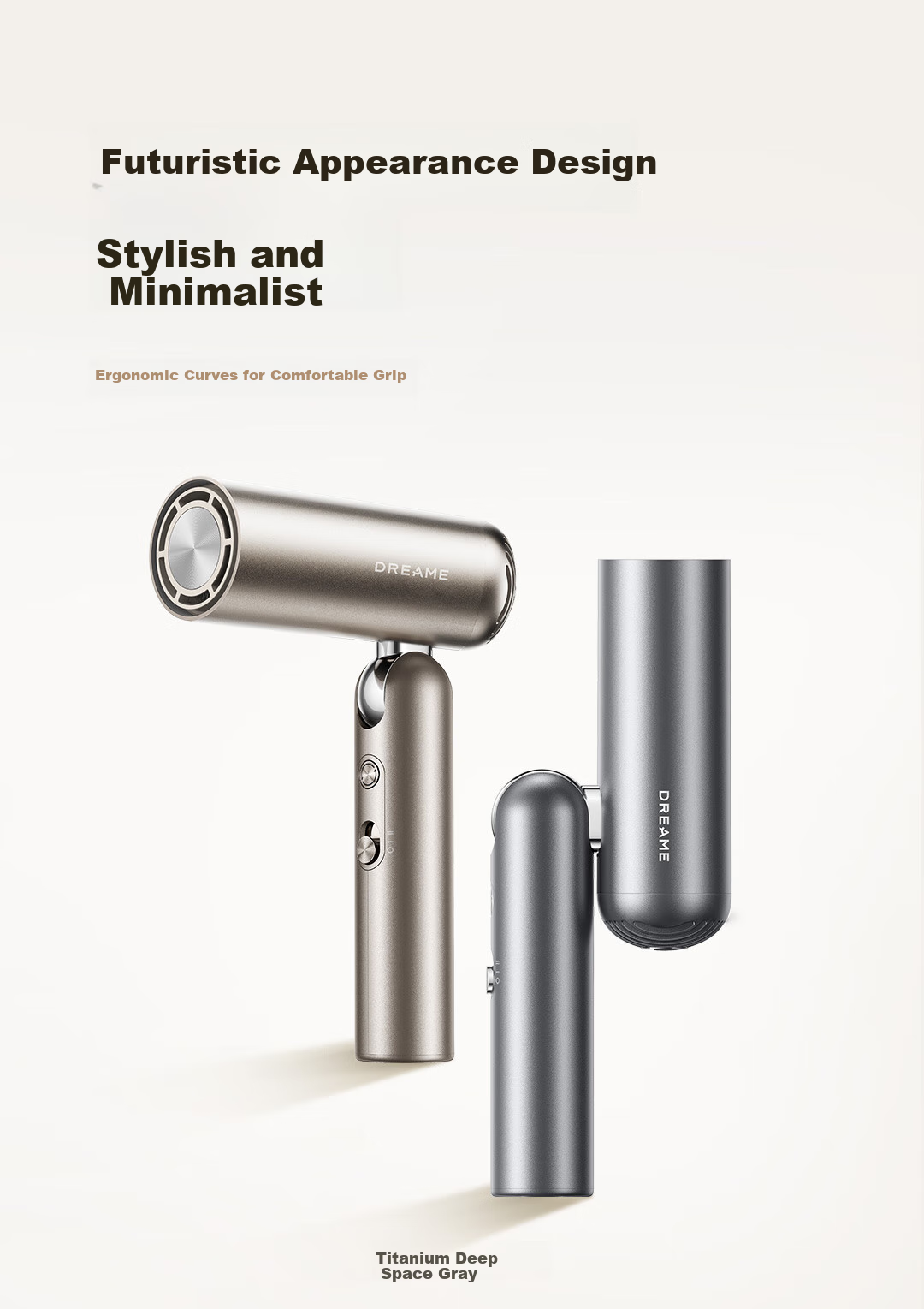 Zhuimi ZMD Hair Dryer Pocket Portable Folding Mini High-Speed Stylist Hair Dryer P10 Negative Ion Hair Protection Blower Titanium Gold AHD51 7
