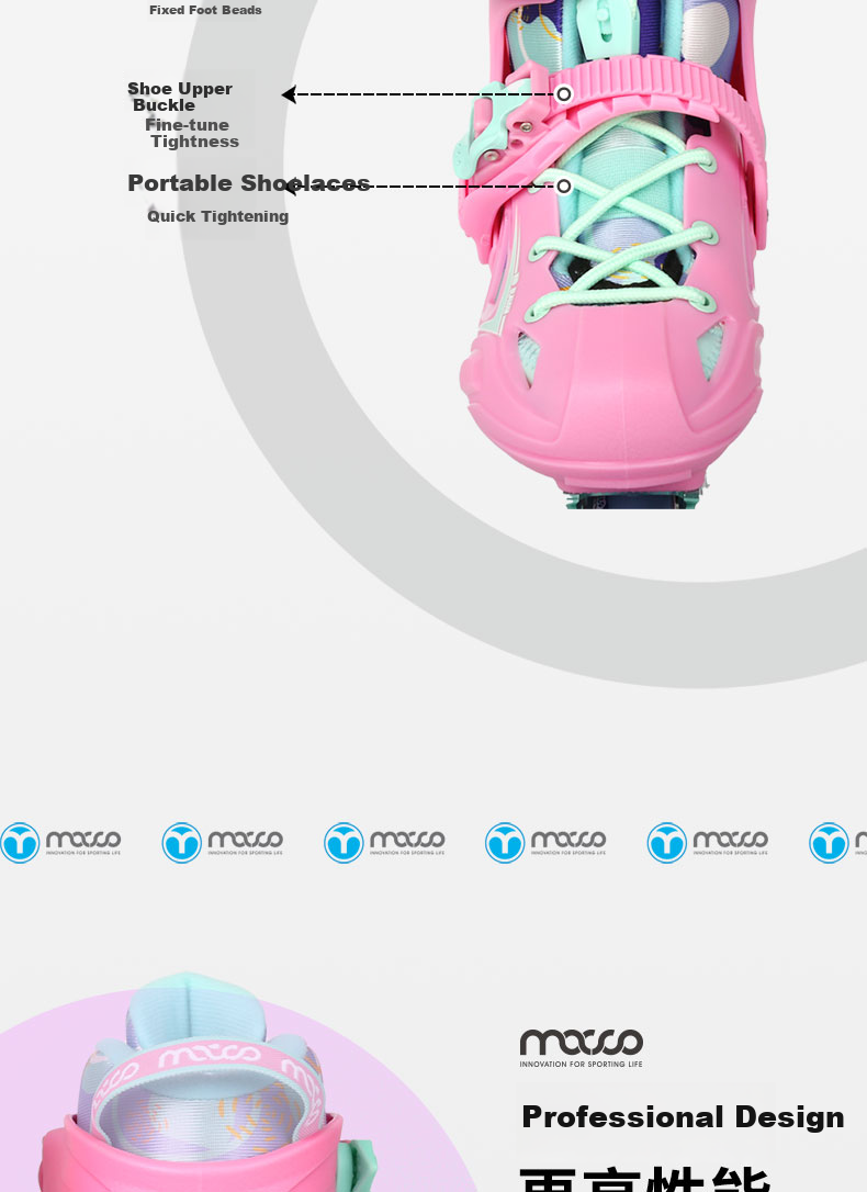 Migao Roller Skates for Children, Inline Skates for Girls, Beginner's Roller Skates for Primary And Secondary School Students, Inline Roller Skates, S3 Set in Pink, Size L 4