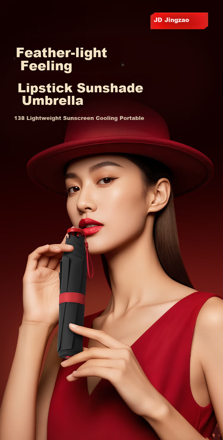 JD Original Lipstick Umbrella, Ultra-Light Portable Sunshade, UV Protection for Men And Wome 1