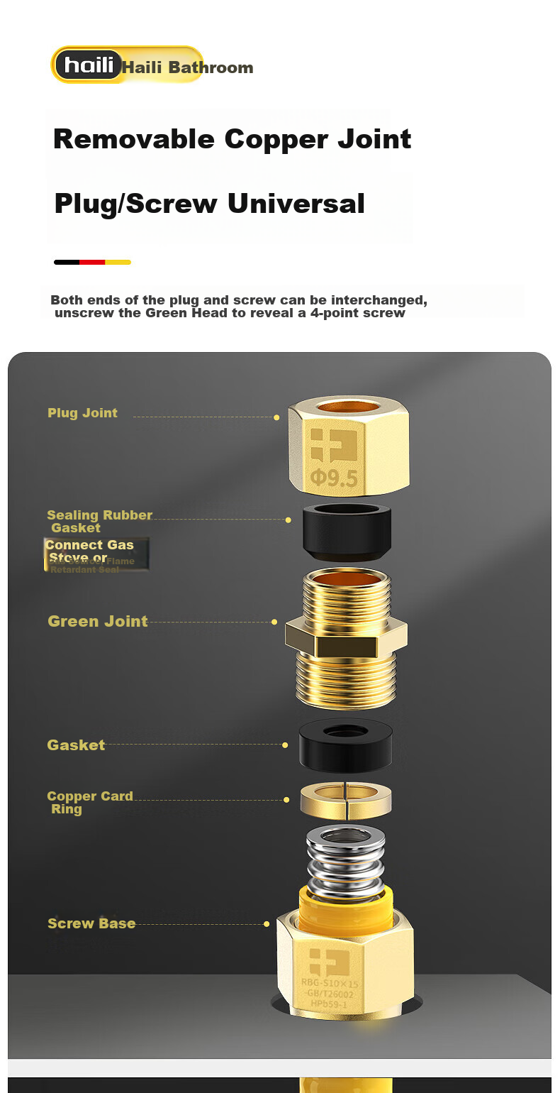 Haili 5-Meter Natural Gas Dedicated Flexible Pipe, Corrugated Pipe, National Standard Household Stainless Steel Gas Stove And Water Heater Connection Hose 13