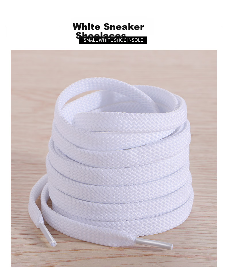 Nanjiren 3 Double Sports Shoe Laces, Casual Coconut Elastic Basketball Flat Men's Leather Shoes, Black And White, White, 120cm 4