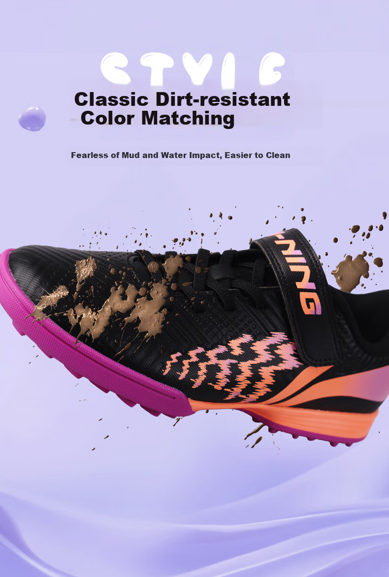 Li-Ning Soccer Shoes for Children Aged 6-12, TF Turf Cleats for Boys And Girls, Youth Professional Training And Competition Football Boots, Breathable Studs, Size 40 14
