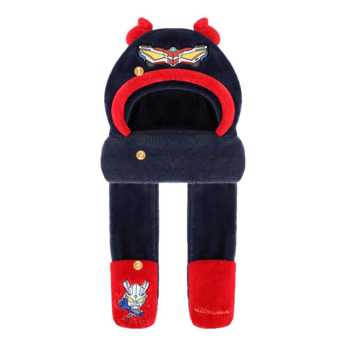 ULTRAMAN Kids Scarf and Hat Set Autumn Winter Warm Fleece Scarf for Boys AHM10054 Navy Blue