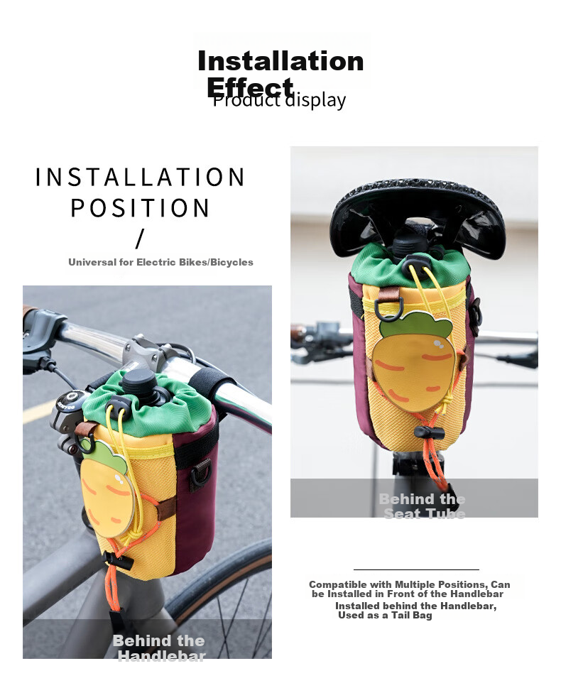 Siwangongli Bicycle Water Bottle Holder, Camping Handlebar Bag, Bike Handlebar Bag, Storage for Mountain Bike And Road Bike, Cycling Equipment 6