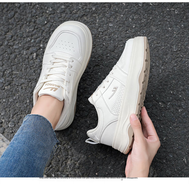 Warrior Women's Sneakers, Fashionable Casual Shoes, Versatile White Shoes, Women's Thick-Soled Sports Shoes, WXY-M120C, White, Size 36 3