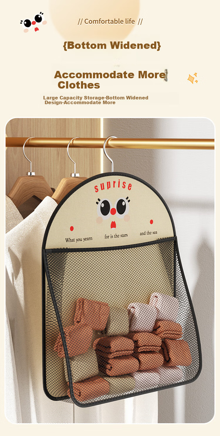 Fanyejia Wardrobe Underwear Storage Hanging Organizer, Double-Sided Wall-Mounted Storage Bag, Student Dorm Underwear Bra Sock Organizer 7
