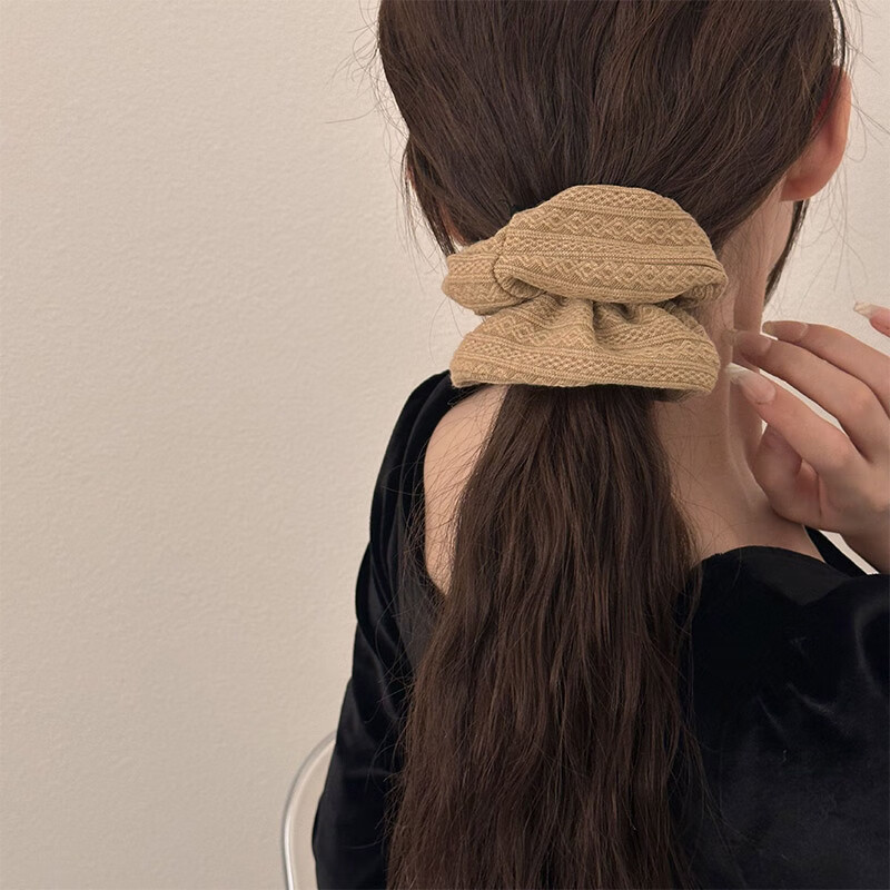 Dongyi Selected Fabric Hair Tie for Women Retro Pattern Large Ponytail Elastic Hair Band Hair Accessory Qixi Valentine's Day Gift 9