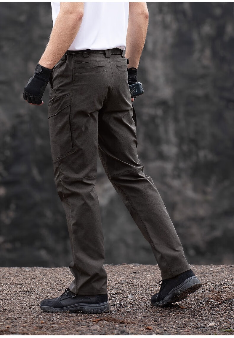 Free Soldier Peak Outdoor Tactical Work Pants Stretch Men's Casual Long Pants Scratch-Resistant Durable 34W/30L Wolf Brown 17