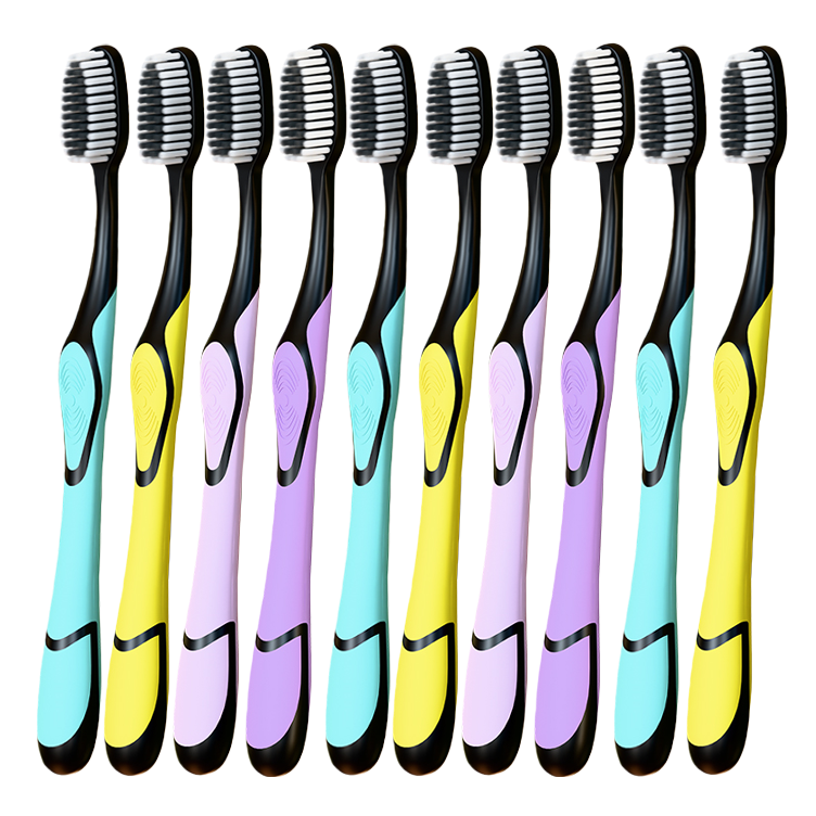 BRUSHING BEAR Toothbrush Soft Bristles Carbon Fiber High-Density Gum Protection Adult Toothbrush Sold by JD Unisex Family Pack of 10 Individually Wrapped Brushes