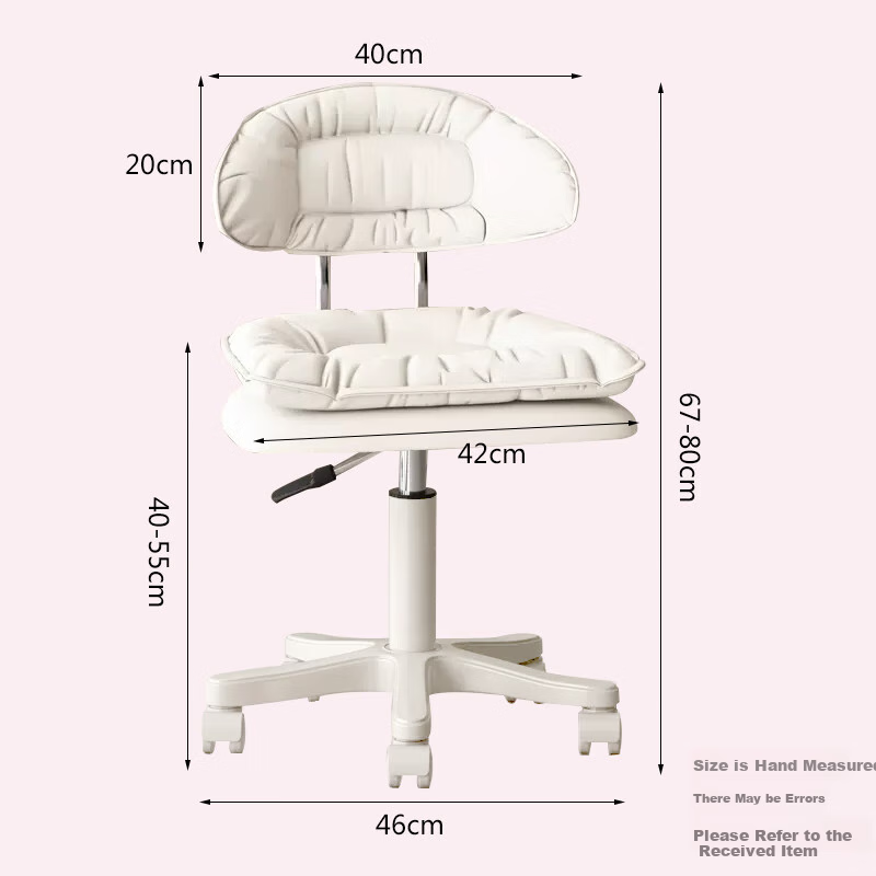Huakaizhi Xing Stool Bar Chair Home Use Adjustable Height Swivel Chair Beauty Stool with Backrest And Wheels BY665 White