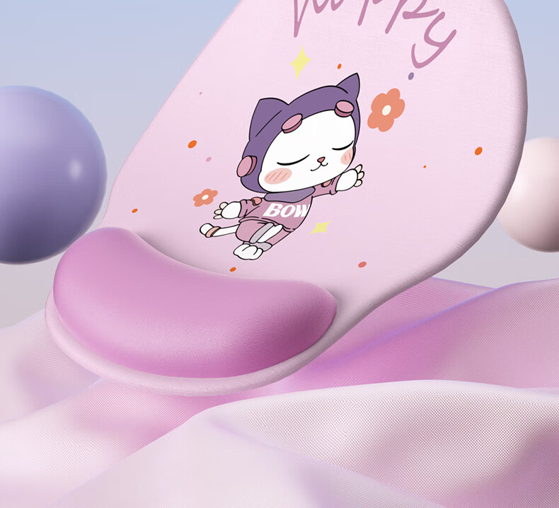 B.O.W Hangshi HD668 New Cat Paw Wrist Rest Mouse Pad Silicone Hand Support Office Study Thickened Wrist Pad Gaming Keyboard Soft Mat Milk Tea Color 6