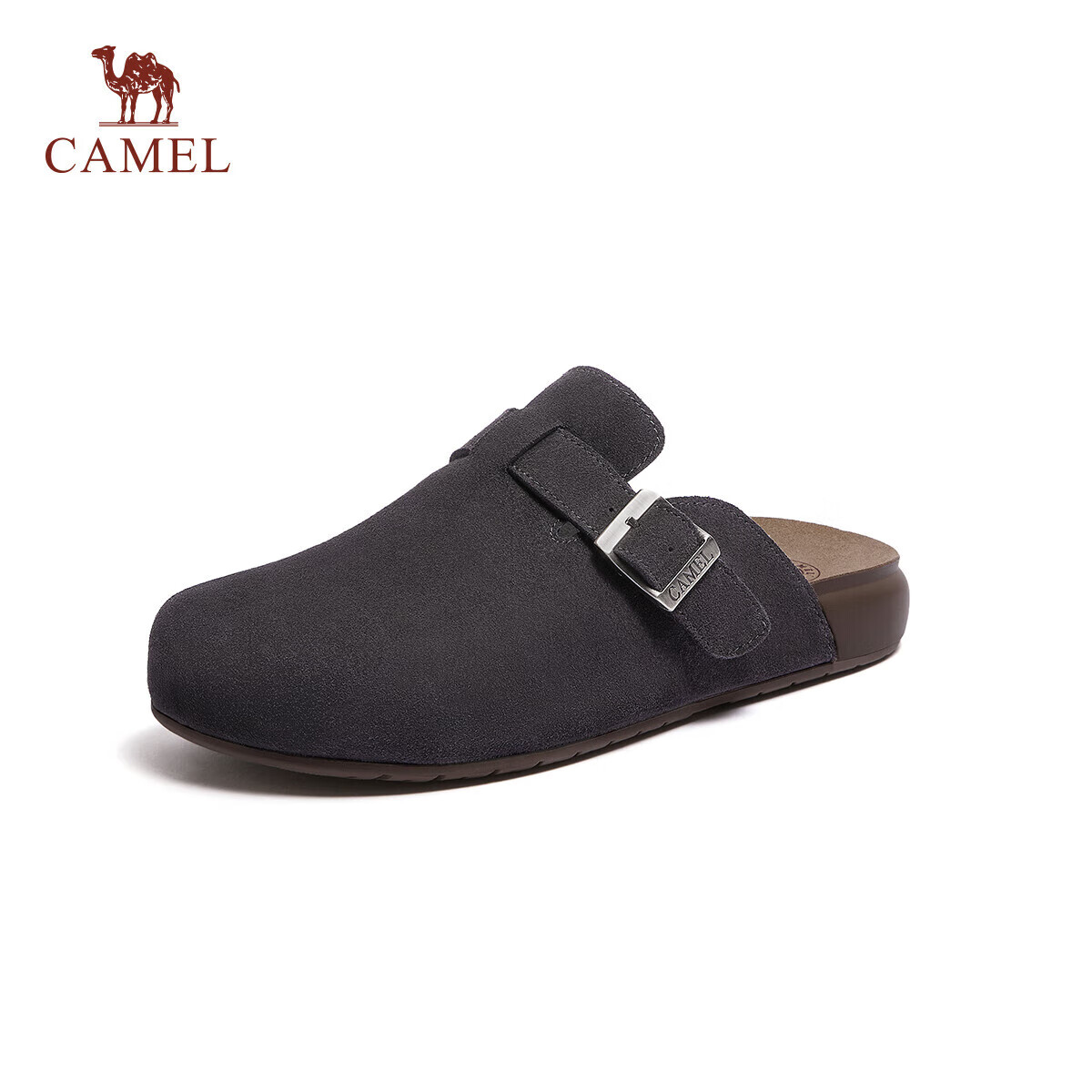 CAMEL Men's Comfortable Suede Lightweight Slip-On Casual Shoes L16S700001 Black Gray Size 42