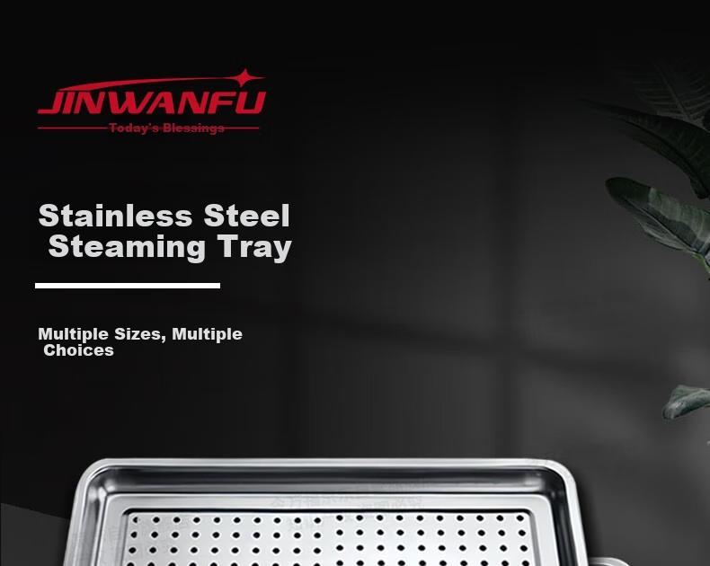 Jinwanfu Stainless Steel Steaming Tray, Commercial Steamer Pan, Commercial Tray for Steamed Rice Cabinet, 430 with Holes, 60*40*4.8cm, 0.7mm Thick 2