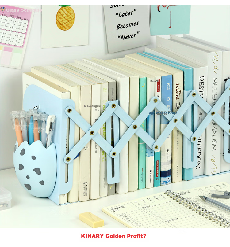 Jindeli Extendable Bookend Desktop Storage Rack Children's Bookshelf Fixed Book Stand Iron Box Simple Student Supplies Dormitory Book Holder Book Board Black SN402 16