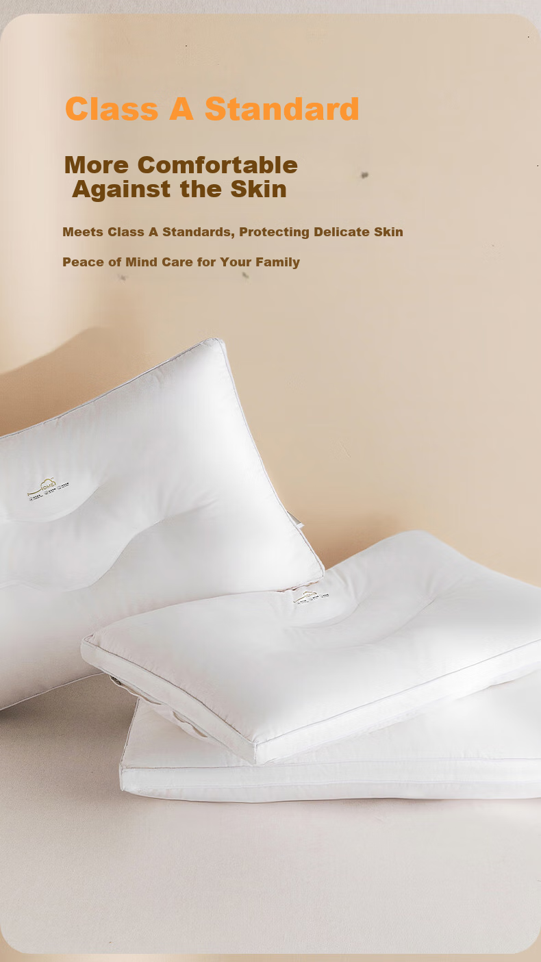Hengyuanxiang Class A Antibacterial Pure Cotton Pillow, Triple Protection Waterproof Stain-Resistant Hotel Pillow, Dormitory Neck Support Pillow, Single Piece 10cm 12