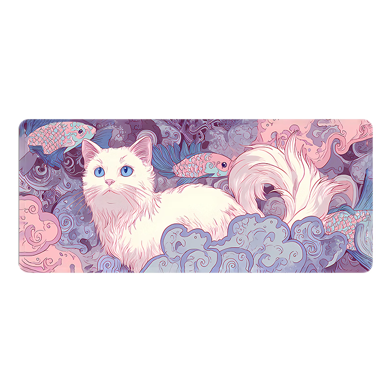 Juyingfeng Large Mouse Pad Computer Keyboard Mat Office Gaming Student Dormitory Writing Desk Mat Cartoon Premium Edge-Locked Washable Desk Mat 800x400x3mm Star Cat