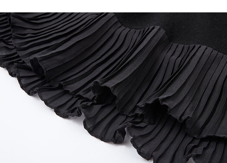 Demana Wool and Cashmere Blend Winter Elegant Half Turtleneck Chiffon Pleated Patchwork Irregular Women's Dress 6