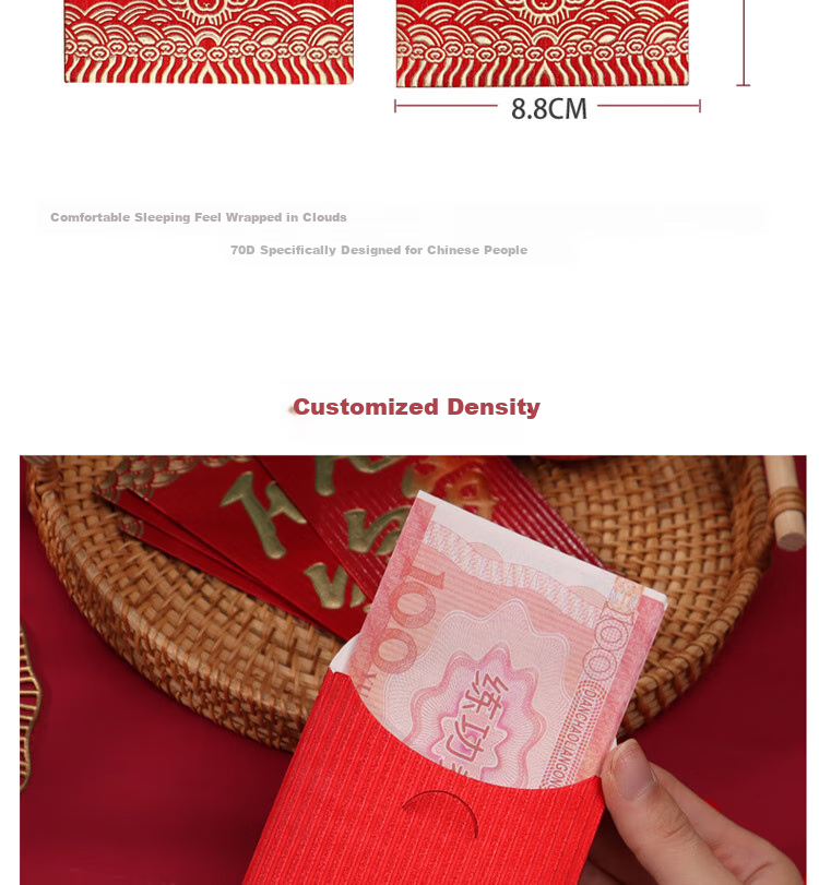 Jidukongjian Birthday Red Envelope, Baby's Birth Red Envelope, First Birthday Gift, Birthday Party Red Envelope, Foldable Red Envelope with Envelope, 6 Card Slots 7
