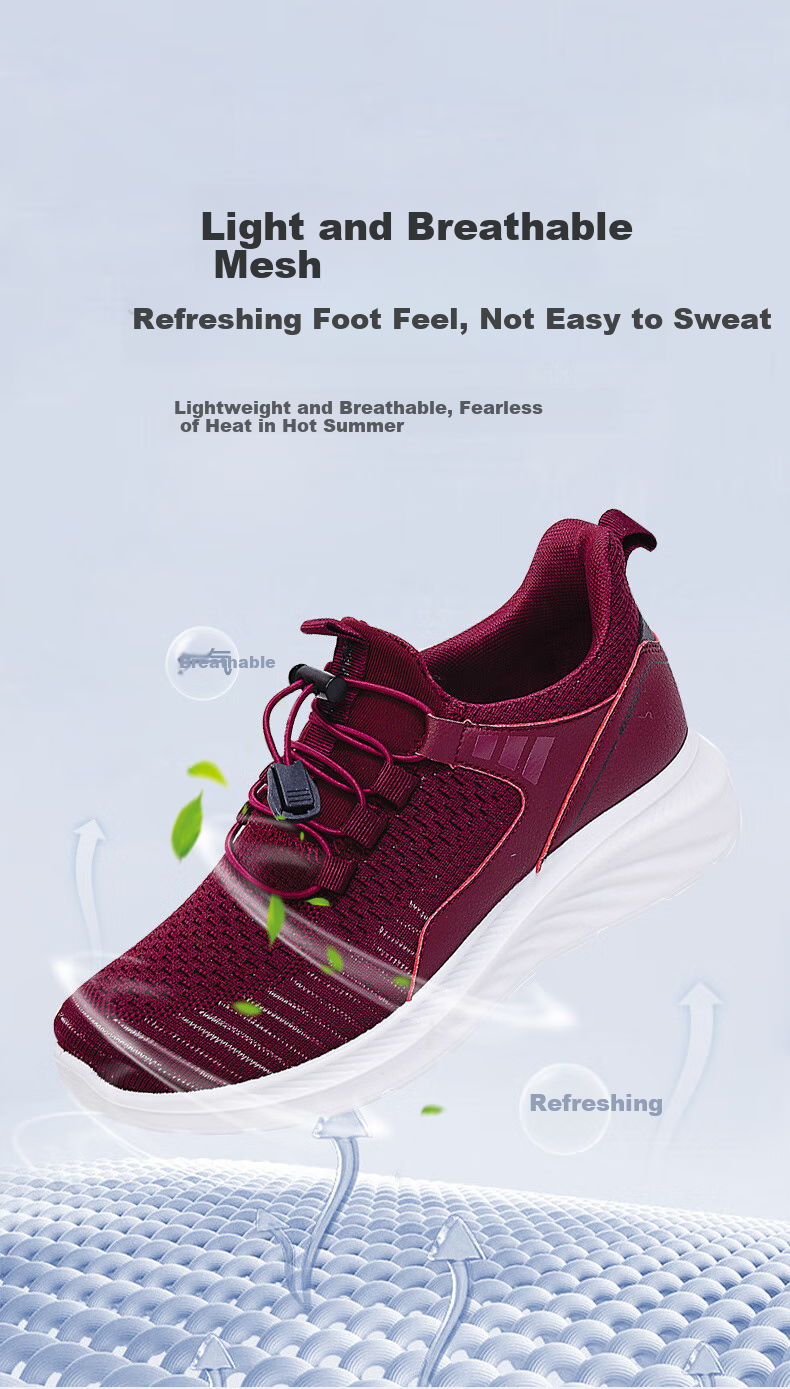 Huili Official Women's Shoes, Elderly Women's Shoes, 2026 Spring New Style Versatile Lightweight Flyknit Women's Shoes, Red, Size 38 4