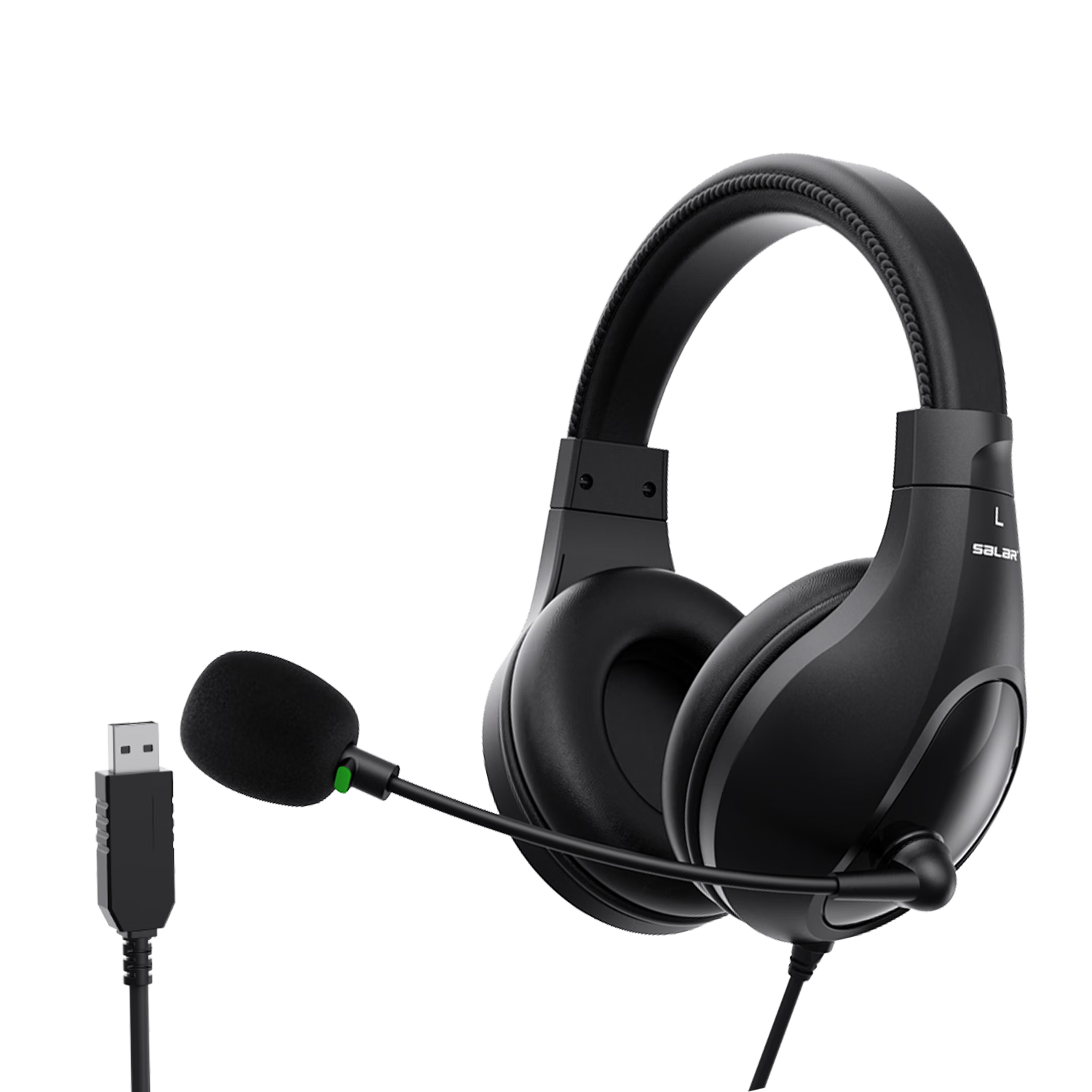 SaLaR L8 Wired Over-Ear English Listening and Speaking Exam Headphones with Microphone for Online Practice, AI Dialogue, Recording, Reading Aloud, Mandarin, USB Computer Headset