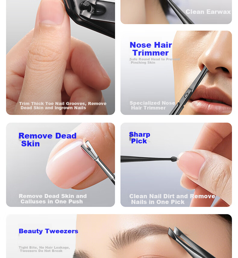 Jindarimei Nail Clipper Set, 9-Piece Complete Kit Including Nail Clippers, Adult Manicure Files, Ear Pick, Angled Nail Groove Infection Scissors 15