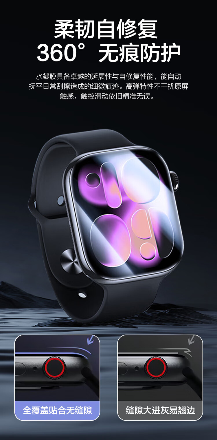 MSSM Apple Watch Screen Protector Film for Apple Watch SE3/SE2 iWatch S9/S8/S7/6/5/4 44/45mm Full Coverage Hydrogel Film - 45mm 4
