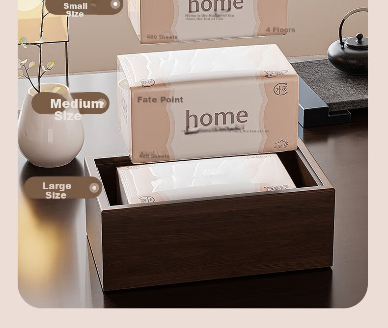 Bingyou Wooden Tissue Box, Paper Towel Holder, Dual-Use for Living Room And Office, Large Capacity Storage Organizer 10