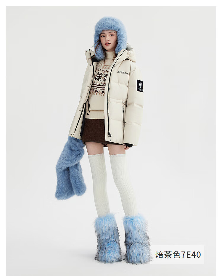 BOSIDENG 25 Years Winter Women's Slim Fit Short Fashion Thickened Hooded Stand Collar New Year Red Down Jacket 7