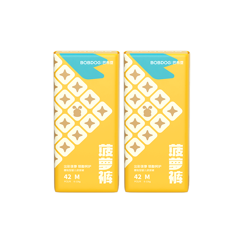 BOBDOG [No Melamine Detected] Pineapple Pants Diapers, M Size, 84 Pieces, Mild Acidic Hip Protection, Breathable Baby Diapers