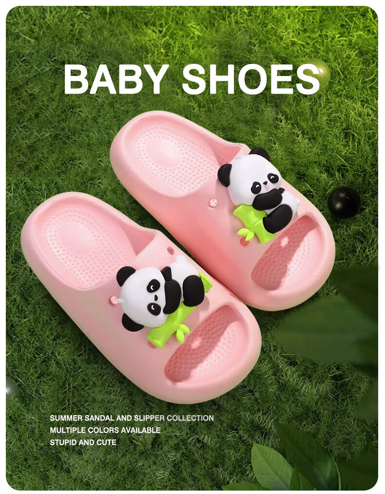 TUDOUWU Kids Slippers Boys Girls Indoor Outdoor Non-Slip Soft Sole Sandals Panda Green Size 38 6