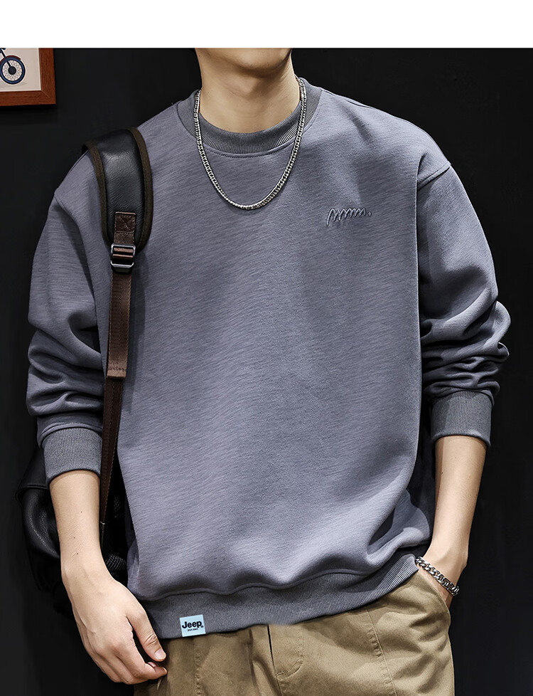 JEEP Men's Heavyweight Loose Fit Long Sleeve Sweatshirt Spring Autumn Khaki 2XL 13