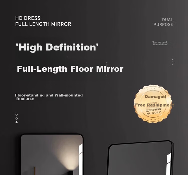 Huayinxuan Full-Length Mirror, Floor-Standing Mirror, Wall-Mounted Dressing Mirror, Bedroom Makeup Mirror, Bathroom 3D High-Definition Mirror 1
