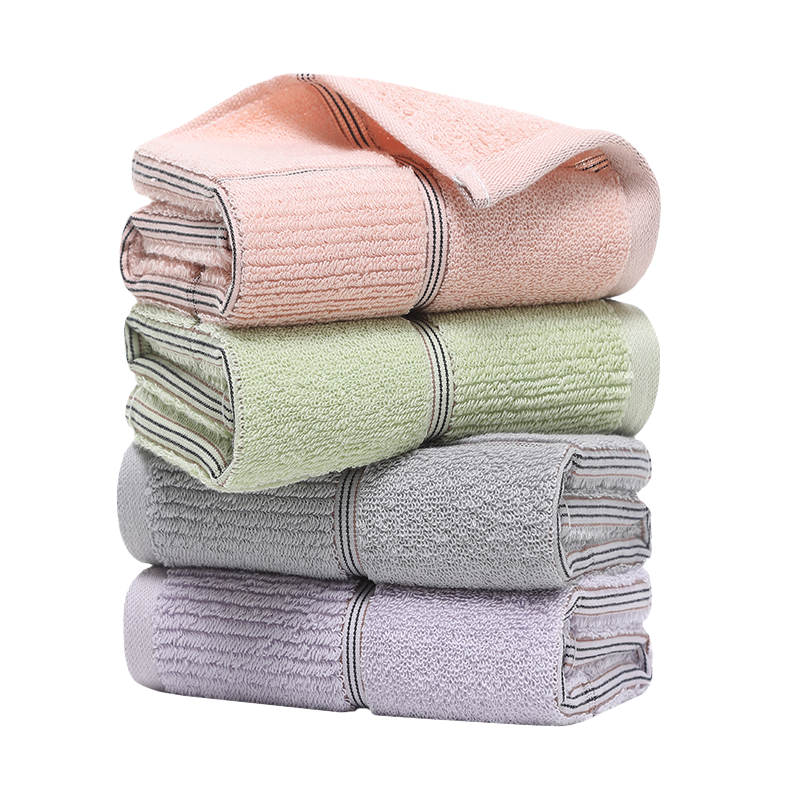 Jinhao Pure Cotton Soft Thickened Face Towels A-Class 100% Cotton Sports Towels 4-Pack Red Purple Green Gray 72x34cm