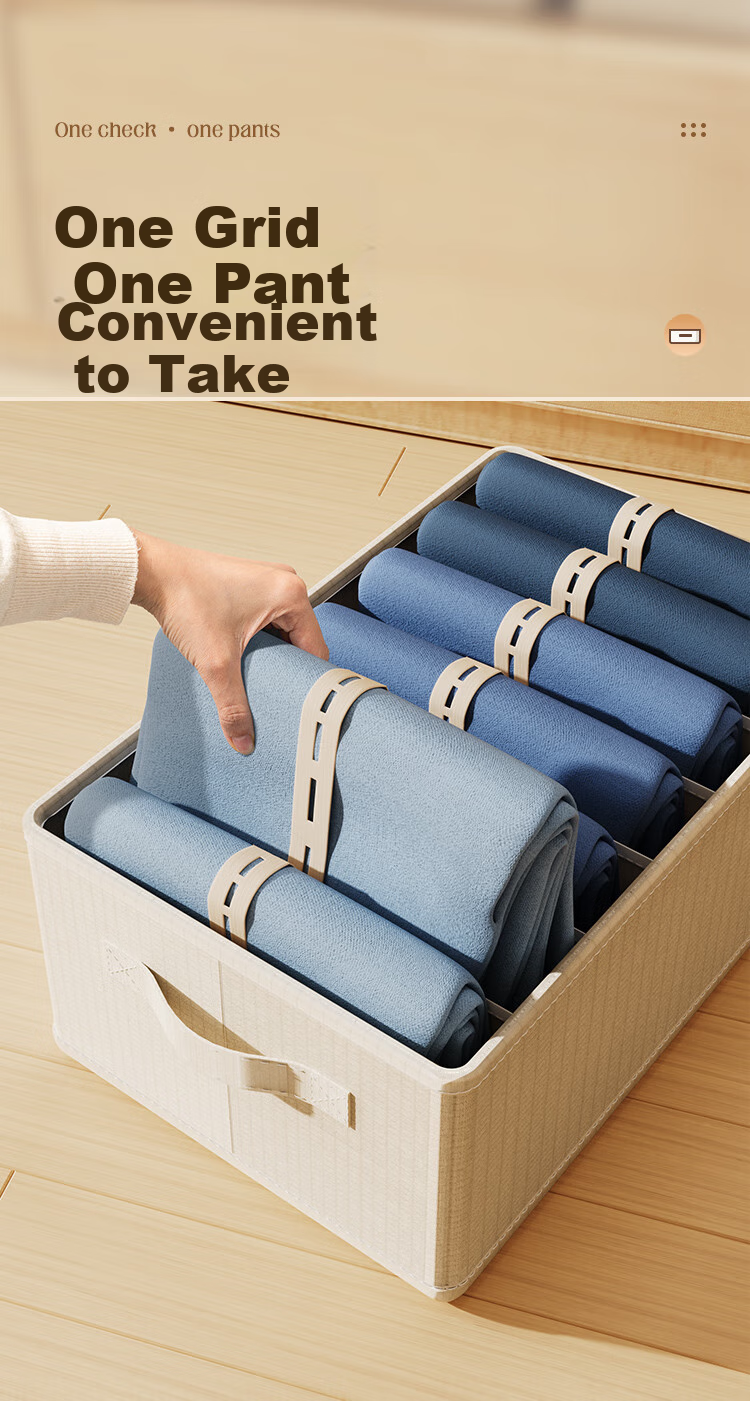 Taili Fabric Hanging Storage Organizer Multi-Layer Bag for Pants, Bags And Clothes Storage, 1 Pack, Beige 3