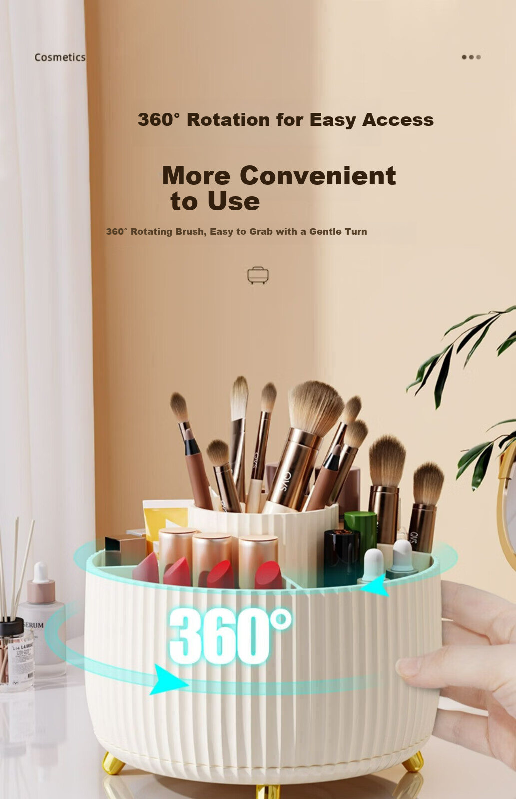 Jiadu Cosmetic Storage Box, Rotating Makeup Brush Holder, Dressing Table Desktop Pen Holder, Lipstick And Eyeshadow Organizer Rack 4
