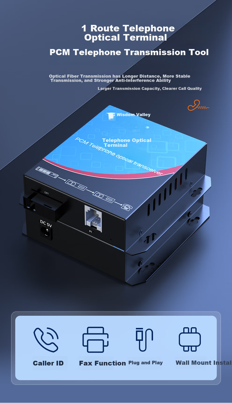 Huigu Telephone Optical Terminal, 1-Channel PCM Voice Optical Terminal, Telephone Fiber Optic Transceiver Extender, SC Interface, HG-811P 3