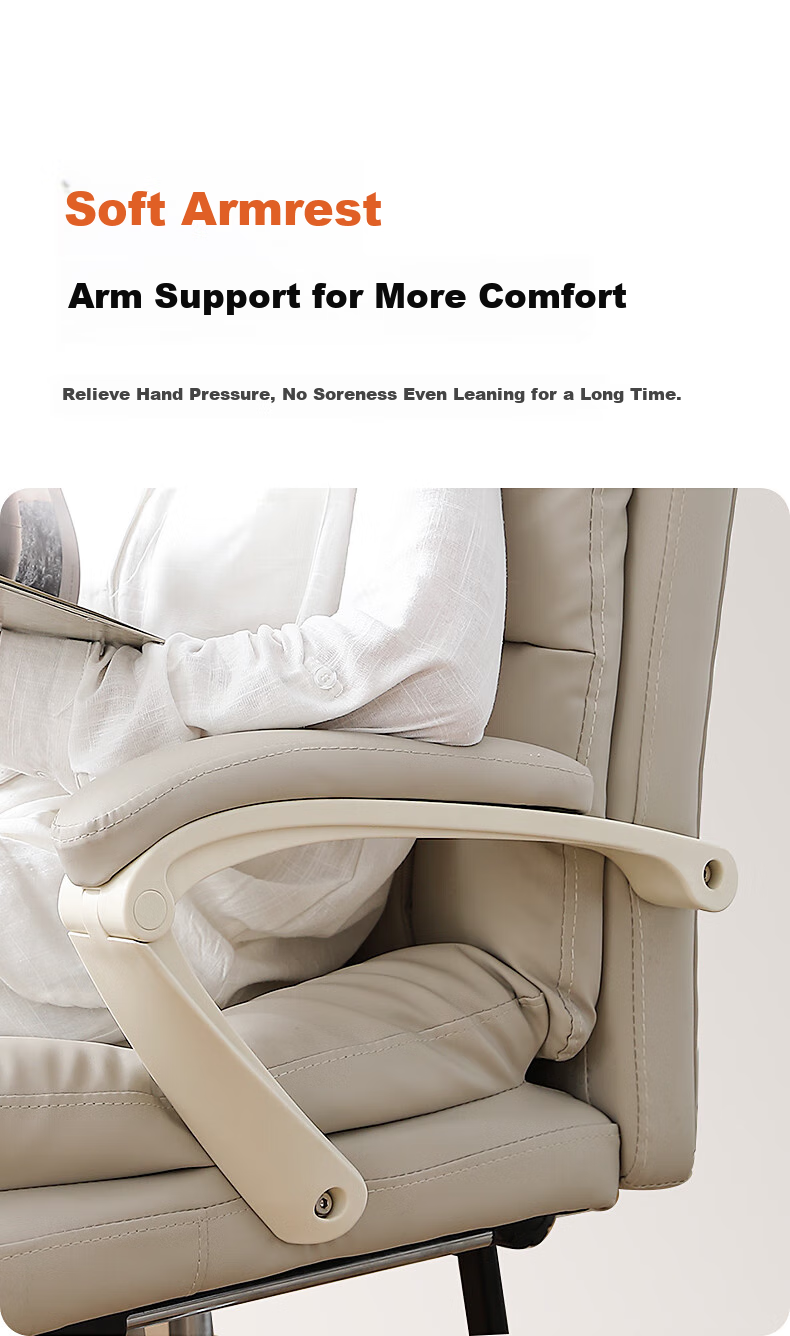 Guquan C733 Milk White Ergonomic Office Chair for Home, Long Sitting, Study, Dormitory And Study Room - Reclining 8