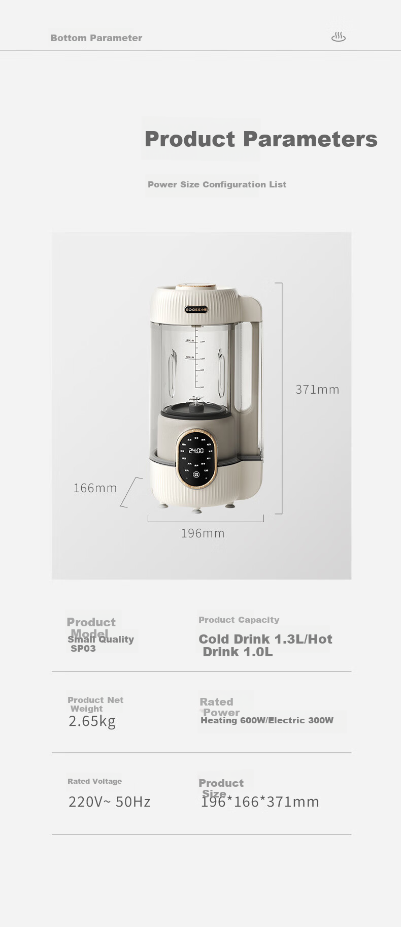 Xiaozhi Low-Noise Washless Blender, Large Capacity for Home Use, Noise Reduction, Quiet Operation, Heating Food Processor, Fully Automatic Baby Food Maker, Juicer, Soy Milk Machine, Mixer, Multifunctional SP03 19