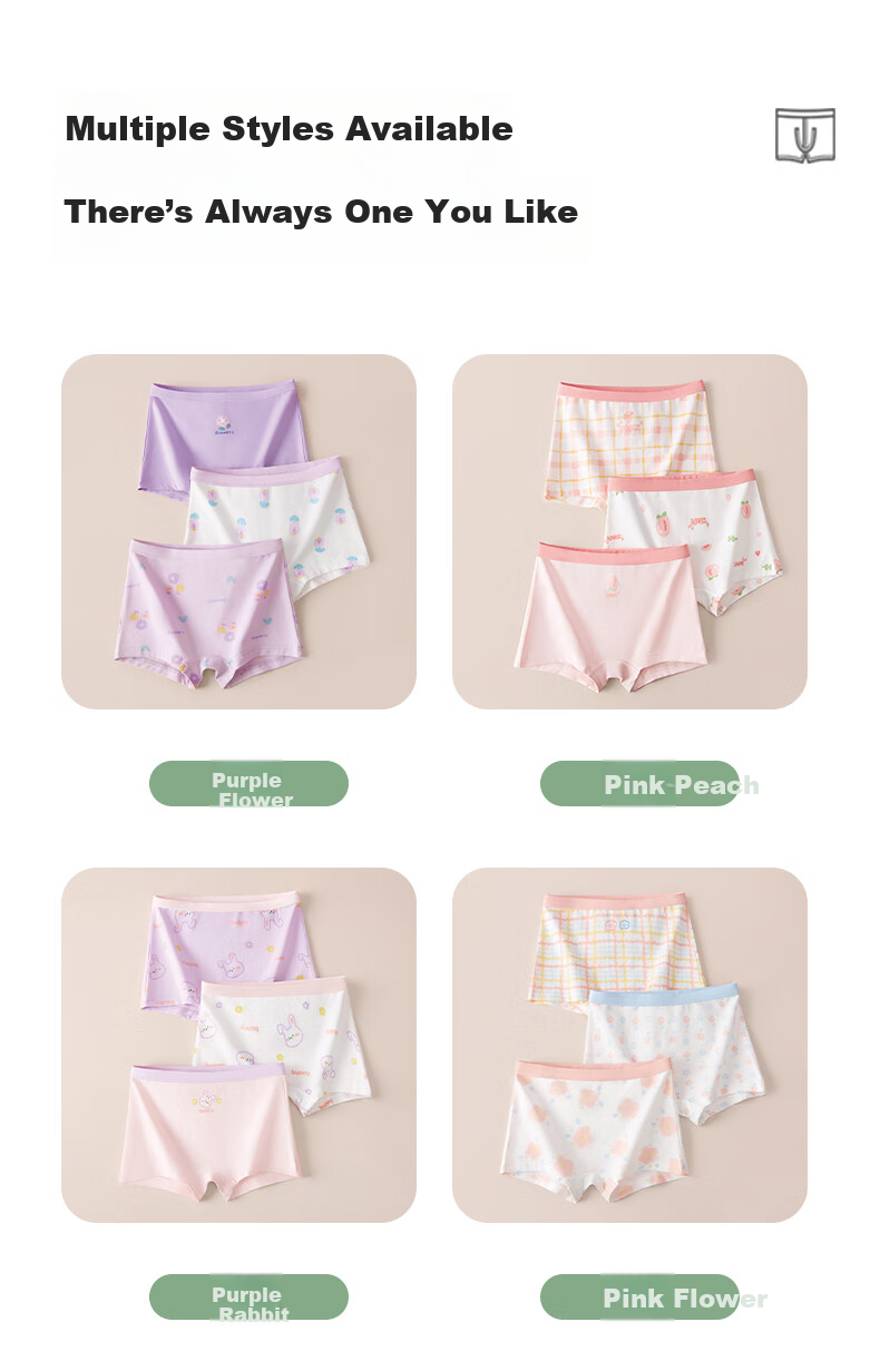 Hengyuanxiang Girls' Boyshort Underwear, 95% Cotton Breathable Comfortable No Wedgie, 7A Antibacterial, 3 Pack 11