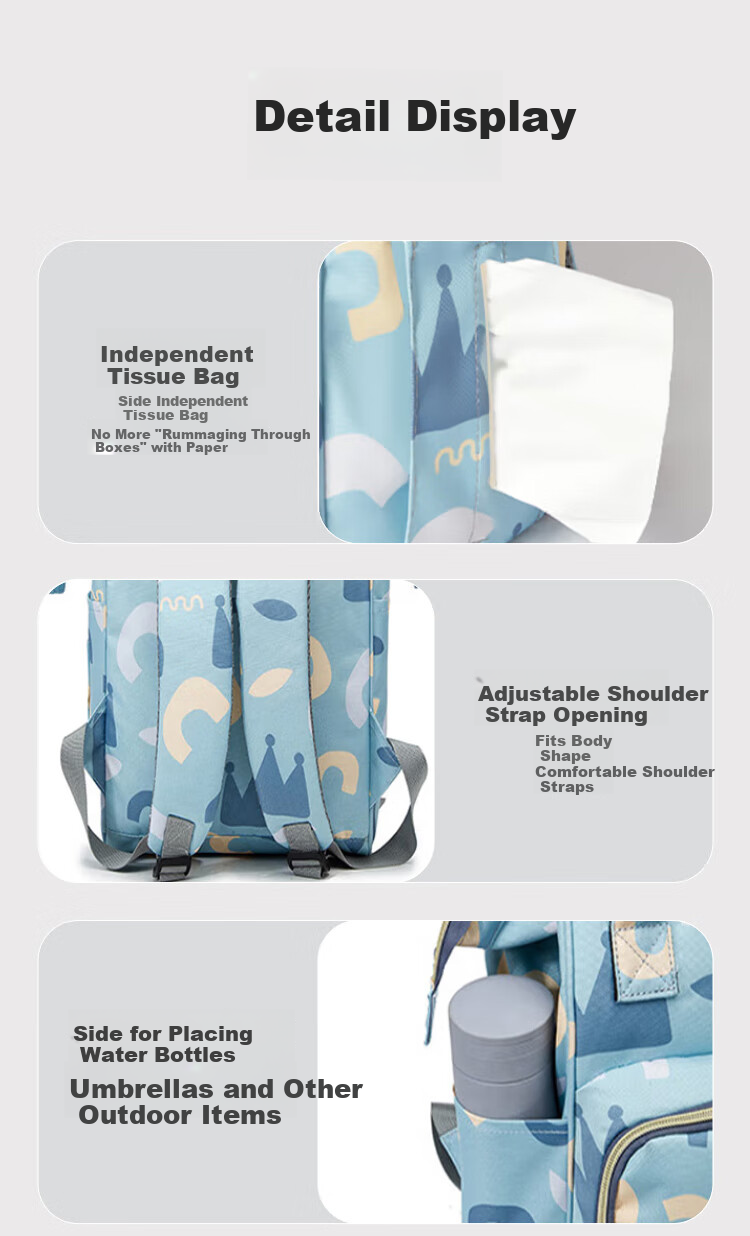 Aibao Shi Mommy Bag Multifunctional Large Capacity Maternity Backpack Lightweight Portable Work Mom Bag Off-White M419 11
