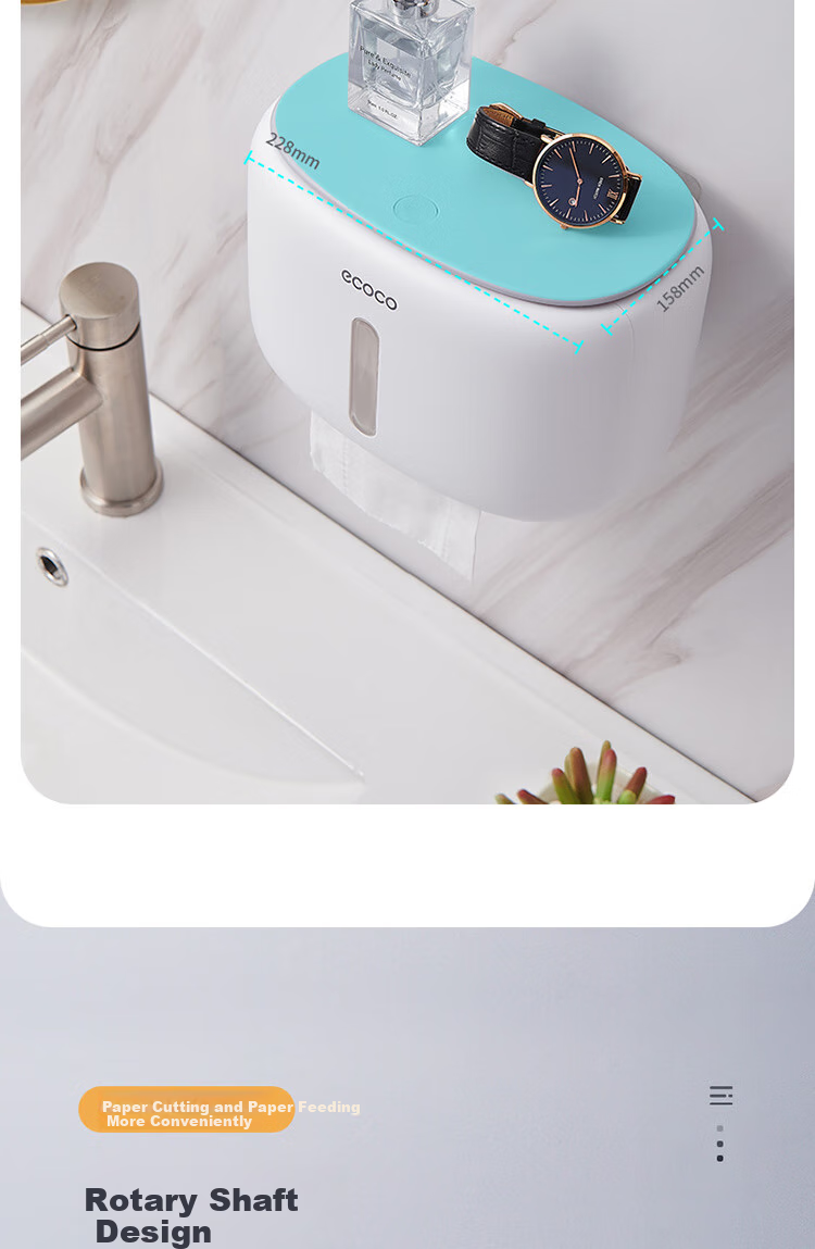 Ecoco Wall-Mounted Toilet Paper Holder, Bathroom Storage Box, High-End Toilet Tissue Dispenser, Hand Towel Holder for Restroom 4