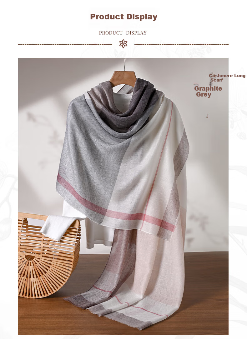 Hangsifu Pure Cashmere Scarf, Large Size Shawl, Outer Wrap Neck Scarf, Practical Gift for Mom on Holidays, Birthdays, And Mid-Autumn Festival 25