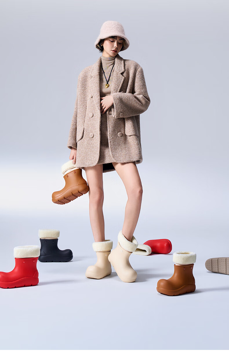 BEYS Zhao Lusi Style Thick Sole Snow Boots Women 2025 New Winter Fleece-lined Waterproof Cotton Shoes Chestnut 38 1