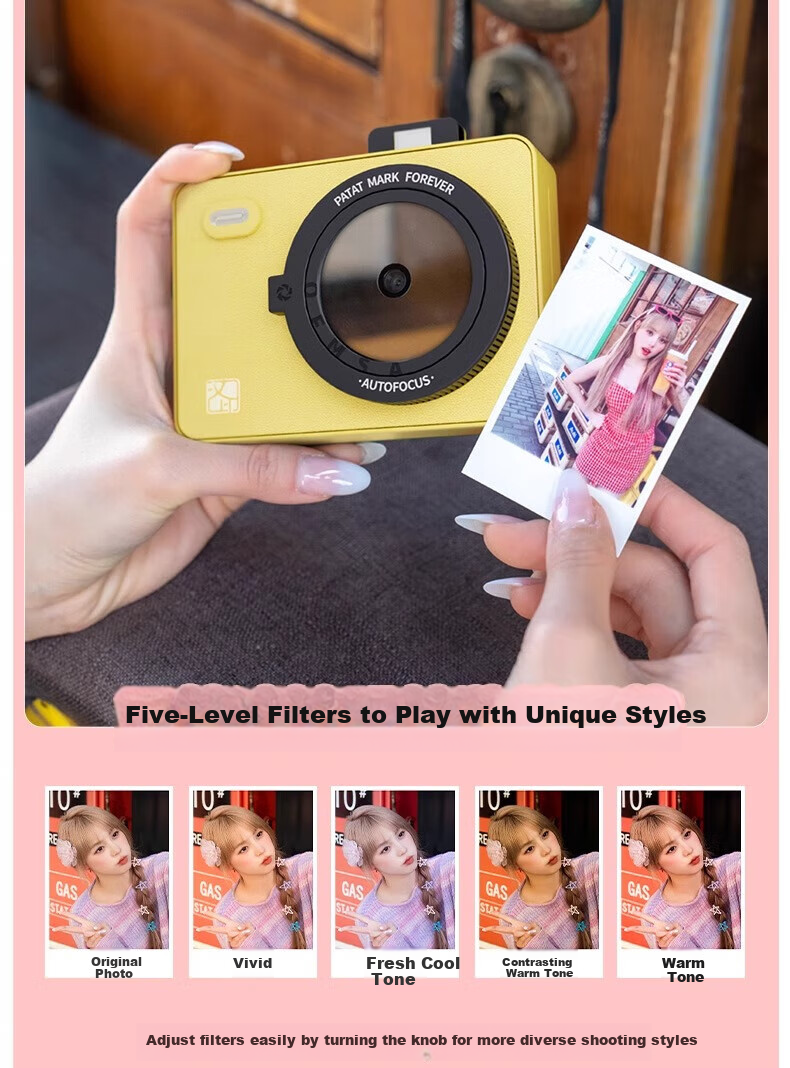 HPRT Z5 Instant Camera, Yellow, Photo Printing Instant Camera, High-Definition Hot-Smooth Coating, Birthday Gift, Student Children's Gift, Women's Travel Photography Printer 9