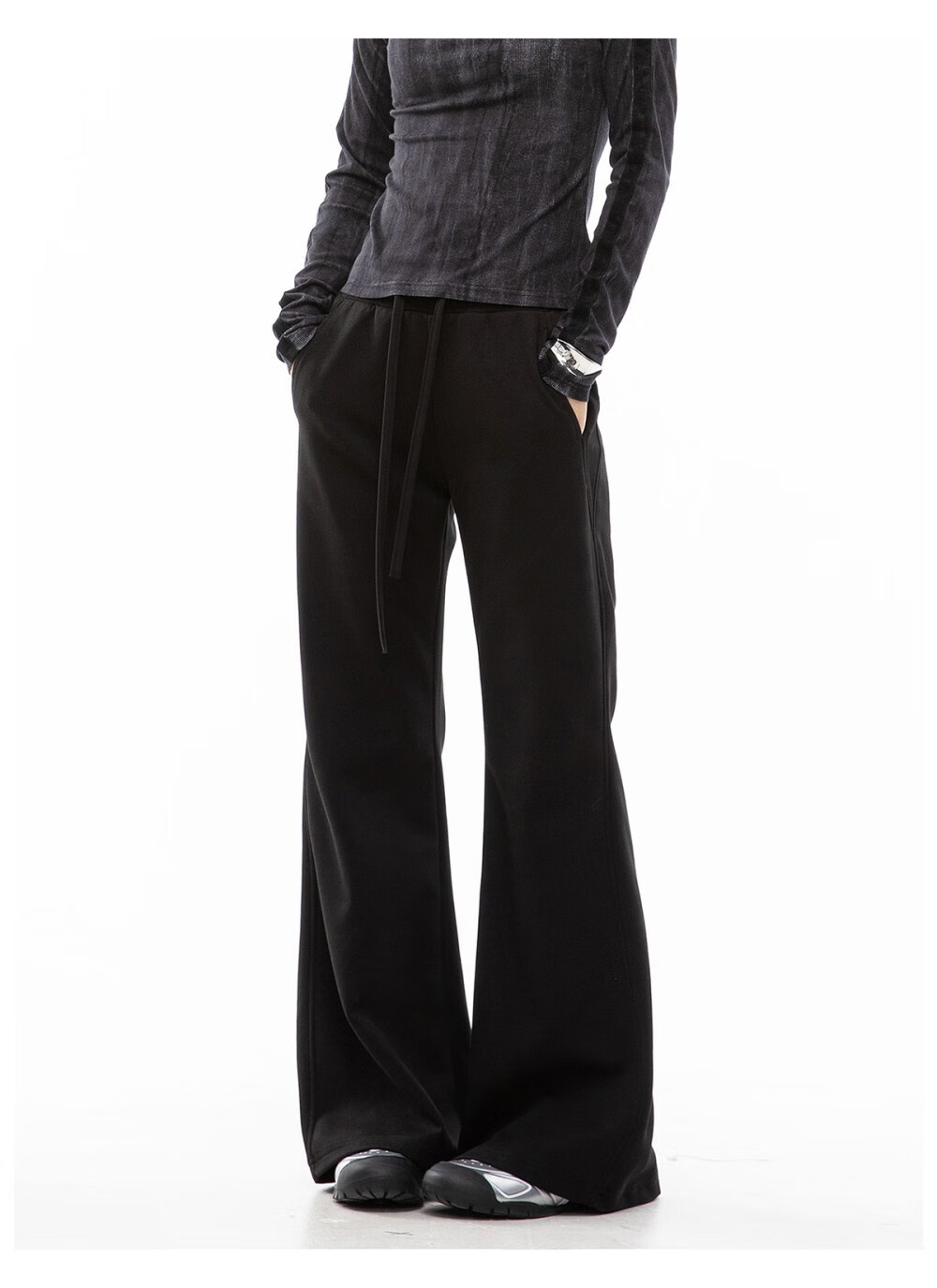 ICH MODE American Style Slight Flare Khaki Pants Women Autumn Winter Slim Wide Leg Casual Sports Sweatpants Heather Gray XL 1