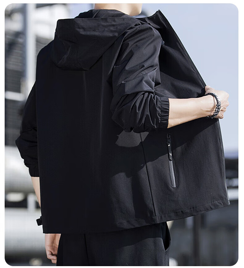 Warrior Men's Hooded Windproof Jacket Autumn Fashion Casual Men's Outerwear Versatile Fall Coat 5