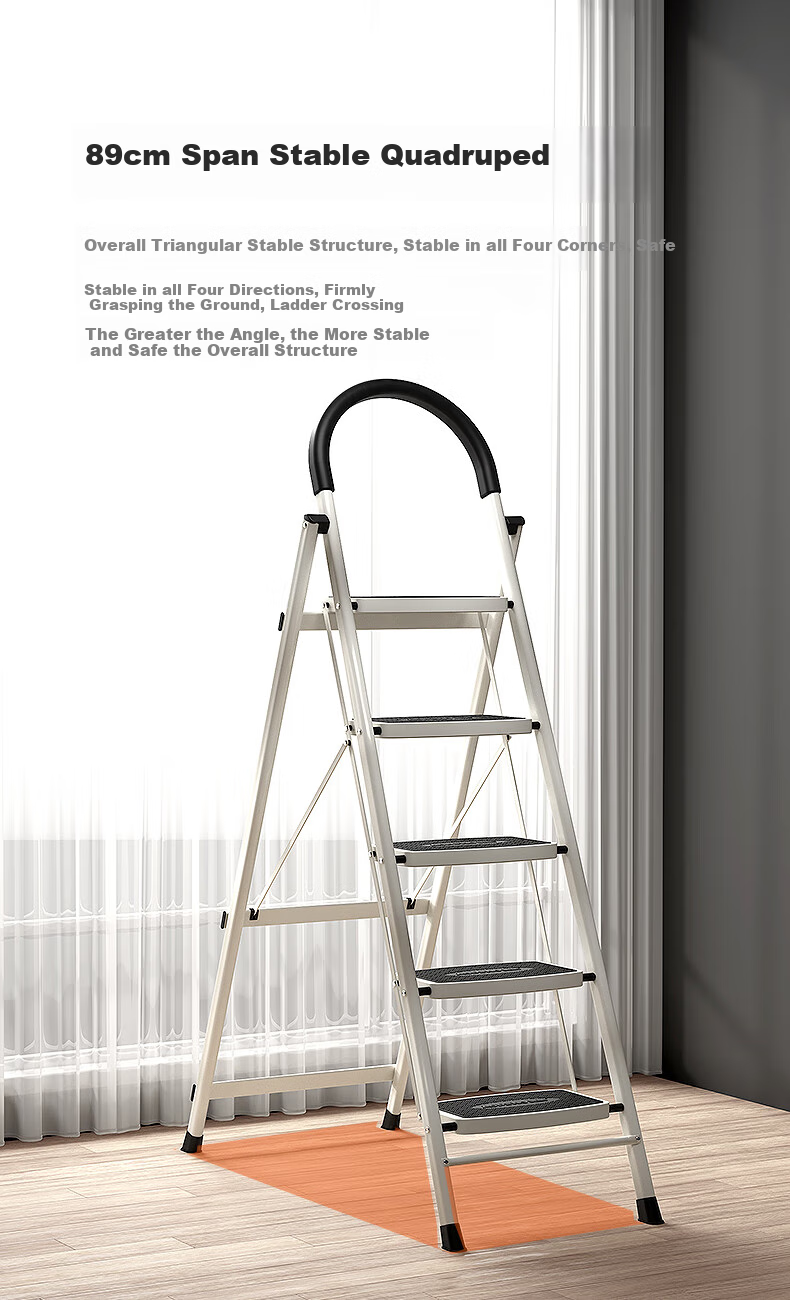 AOPENG Folding Ladder, Household Five-Step Ladder, Indoor Climbing Stairs, Single-Sided A-Frame Ladder, Handrail Ladder, Climbing Ladder, Engineering Ladder 4