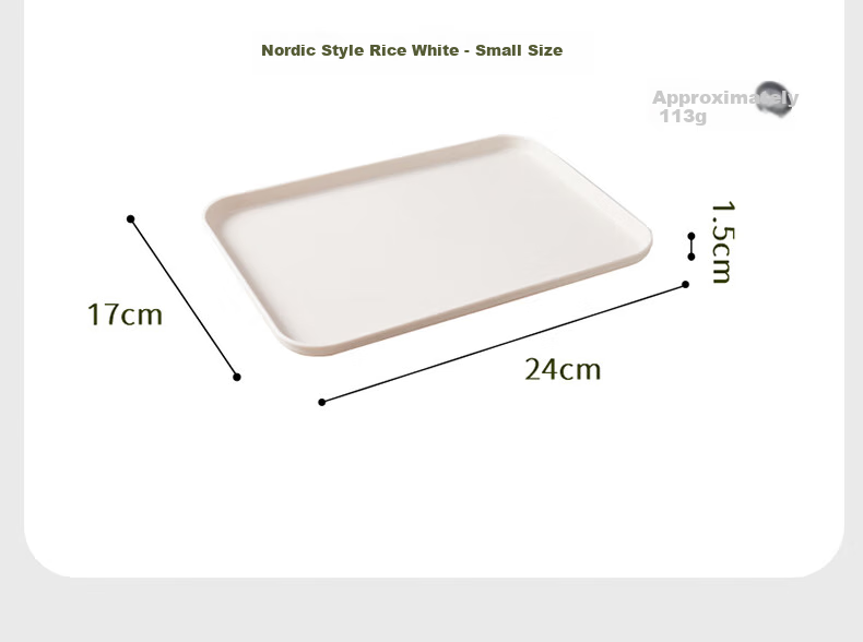 BJ Rectangular Fruit Tray, Tea Tray, Household Fruit Plate, Breakfast Plate, Storage Tray, Living Room Snack Plate, Large Size, Off-White Color 11
